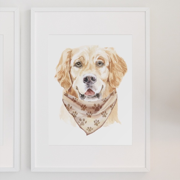 Watercolor Retriever Pet Dog Wall Art Illustration Print Poster Card Unframed - Picture 7 of 7